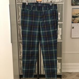 New Old Navy Pixie Ankle Pants Green Plaid Purple